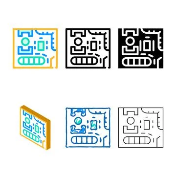 Coworking layout color icon vector color modern Stock Illustration