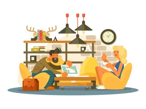 Coworking office work Stock Illustration