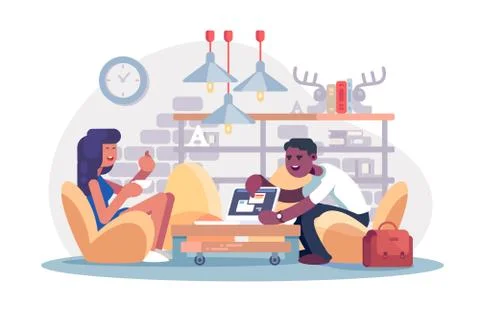 Coworking office work Illustrazione stock