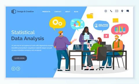 Coworking People Data Analysis Webpage Vector Ilustración de archivo