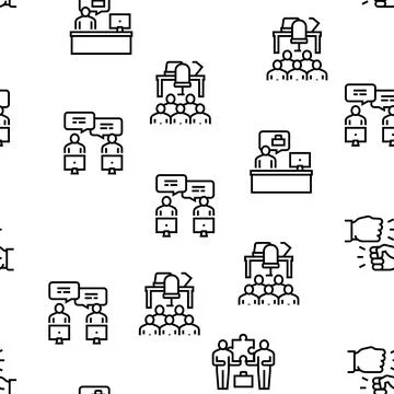 Coworking Service Vector Seamless Pattern Stock Illustration