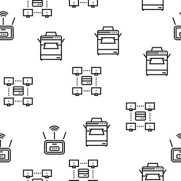 Coworking Service Vector Seamless Pattern Stock Illustration