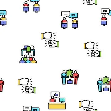 Coworking Service Vector Seamless Pattern 스톡 일러스트