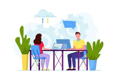 Coworking shared space office with creative business people, freelancers work Stock Illustration