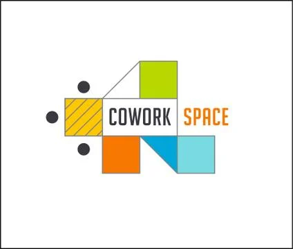 Coworking Space, networking zone logo and icon. Vector design Illustrazione stock