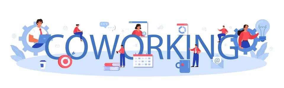 Coworking typographic header. Idea of teamwork and project delegation イラスト素材