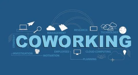 Coworking typography design concept. Vector Illustration. 스톡 일러스트