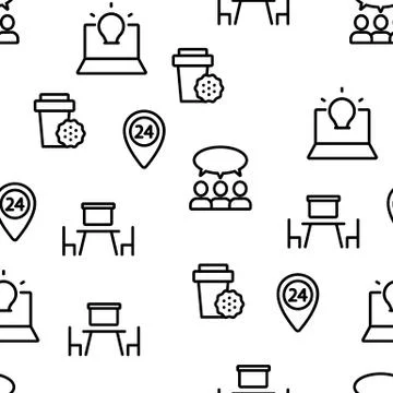 Coworking Vector Seamless Pattern Stock Illustration