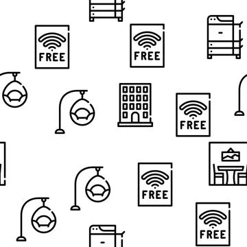 Coworking Work Office Vector Seamless Pattern Illustrazione stock