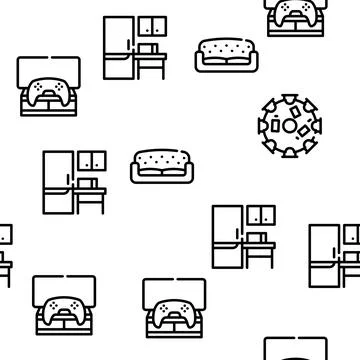 Coworking Work Office Vector Seamless Pattern Illustrazione stock
