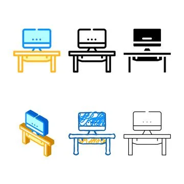 Coworking workspace range table color icon vector Stock Illustration