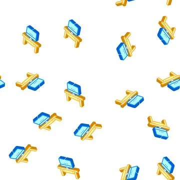 Coworking workspace table isometric icon seamless pattern Stock Illustration