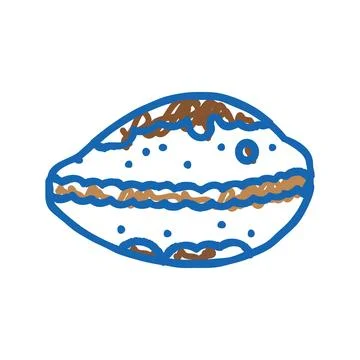 Cowrie sea shell beach icon doodle illustration Illustrazione stock