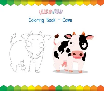 Cows coloring book educational game Stock Illustration