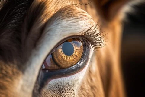 A cow's eye is shown with a brown and white cow's eye detailed eyes a macro.. Stock Illustration