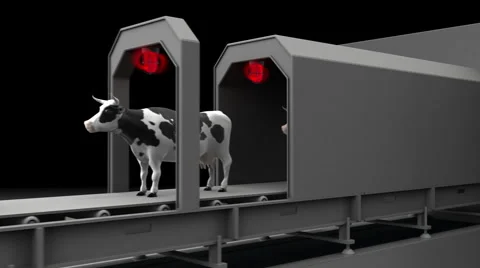 Cows fall into a meat grinder, 4K. Stock Footage 50110318