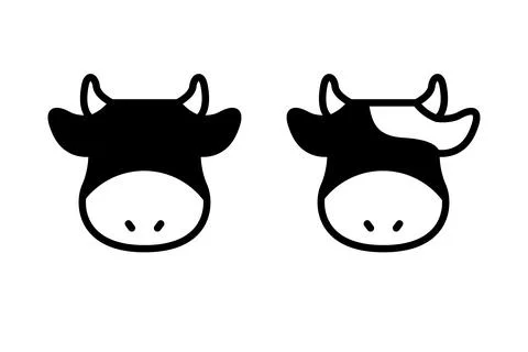 Cows simple cute icons. Vector line cow sign. Stock Illustration