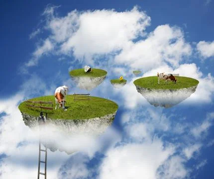 Cows in the sky Stock Illustration