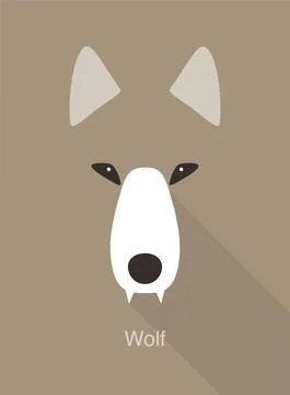 Coyote or wolf face, cute flat portrait icon, vector illustration Stock Illustration