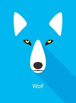 Coyote or wolf face, cute flat portrait icon, vector illustration Stock Illustration