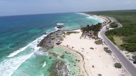 Cozumel Beach Flyover Stock Footage 82467192