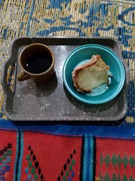 A Cozy Afternoon Break Featuring a Slice Stock Photos
