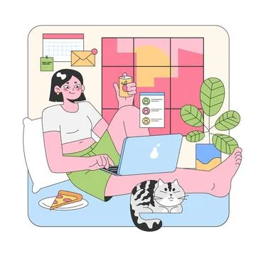 Cozy afternoon setting. Flat vector illustration. Stockillustratie