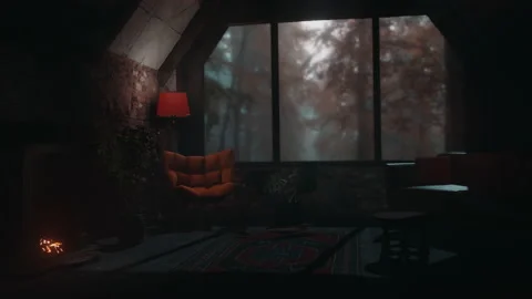 Cozy autumn evening. 3D visualization Stock Footage 151698207