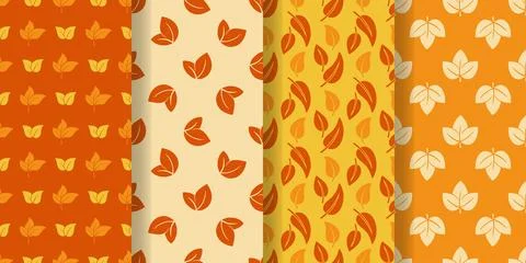 Cozy autumn seamless pattern set Stock Illustration