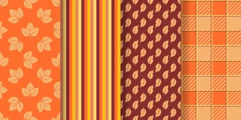 Cozy autumn seamless pattern set Stock Illustration