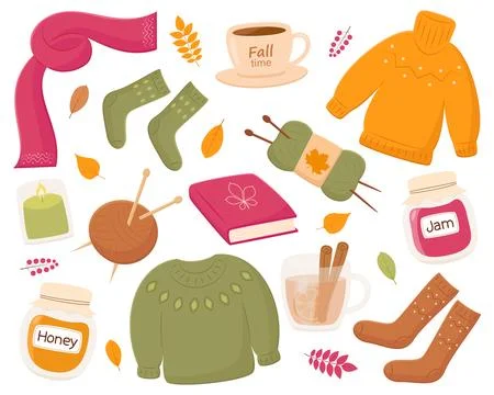 Cozy autumn set Stock Illustration