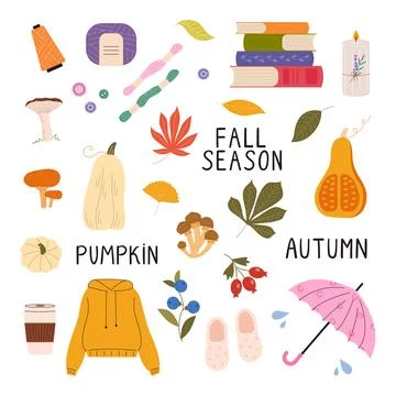 Cozy autumn vector elements collection 库存插图