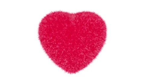 Cozy beating red fluffy heart looping 3D animation with alpha Stock Footage 159971844