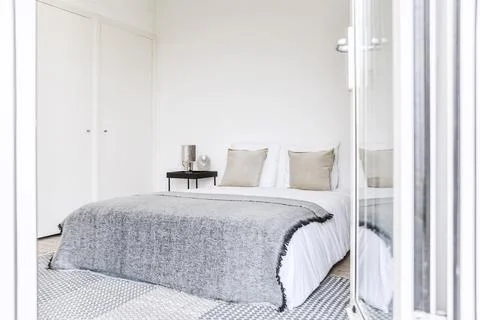 Cozy bedroom design Stock Photos