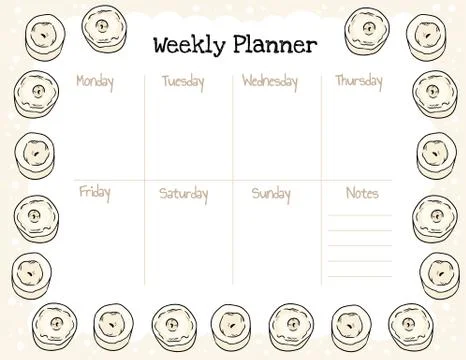 Cozy boho weekly planner and to do list with candles ornament. Cute template Stock Illustration