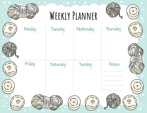 Cozy boho weekly planner and to do list with candles and yarn ornament. Cute Stock Illustration