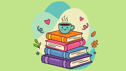 Cozy Book Stack with Coffee Cup for Relaxing Reading and Study Concept Video stock 331573179