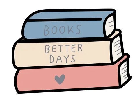 Cozy Books Stack Hand Drawn Illustration Stock Illustration