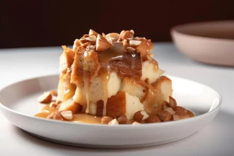 Cozy Bread Pudding, Warm Tones of a Classic Treat Stock Photos