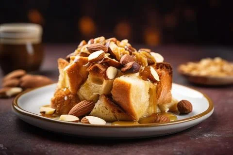 Cozy Bread Pudding, Warm Tones of a Classic Treat Stock Photos