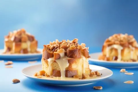 Cozy Bread Pudding, Warm Tones of a Classic Treat Stock Photos