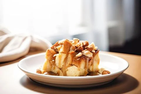 Cozy Bread Pudding, Warm Tones of a Classic Treat Stock Photos