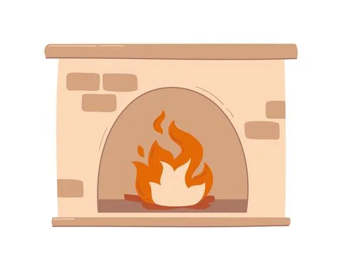 Cozy brick fireplace Stock Illustration