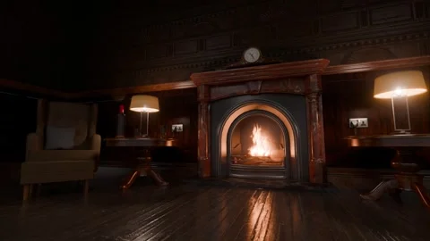 Cozy cabin fireplace (looping) Stock Footage 256912409