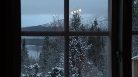 Cozy Cabin Window View Video stock 247553309