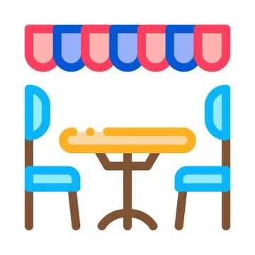 Cozy cafe icon vector outline illustration Stock-Illustration