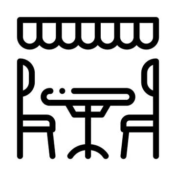 Cozy cafe icon vector outline illustration Stock-Illustration