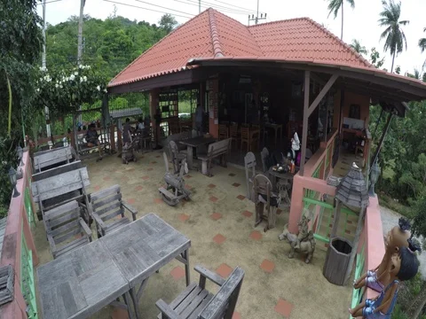 A cozy cafe inside the island Stock Footage 72273740