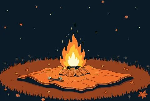 Cozy Campfire Scene イラスト素材