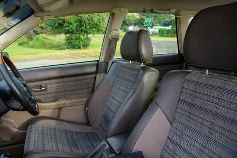 Cozy Car Interior with Patterned Seats Stock Photos